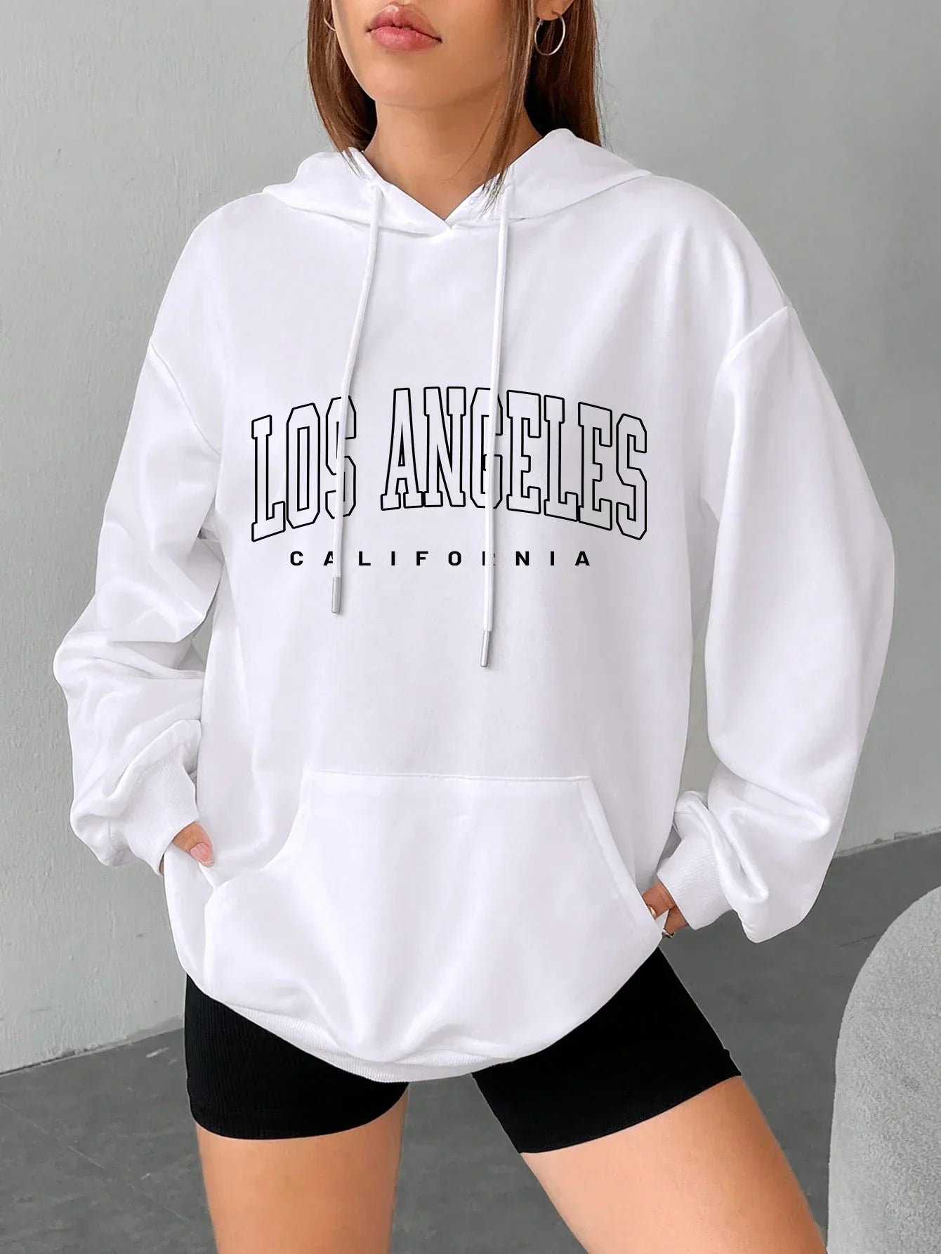 Jess | Sweatshirt With Hood Oversize Printed Los Angeles For Women