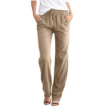 Women's Linen Pants - Relaxed - Breathable material, Elastic waistband - Perfect for a Relaxed Day