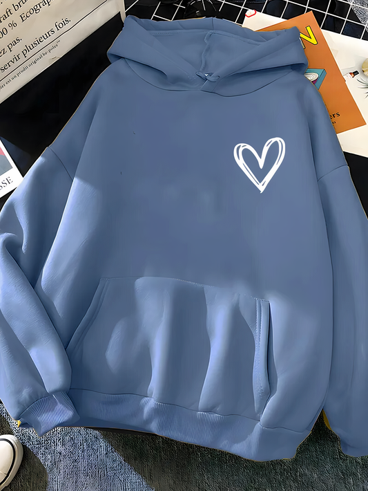 Hoodie with heart print for women - Saylor