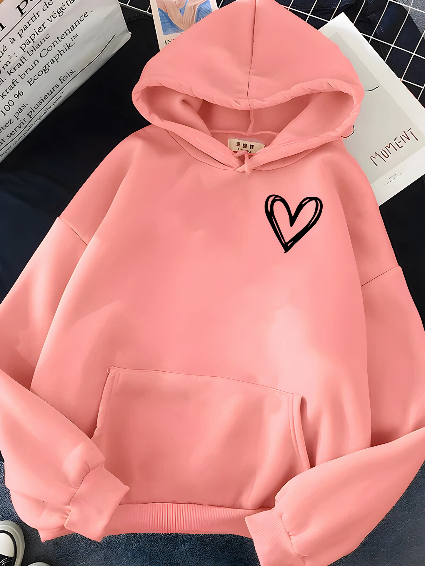 Hoodie with heart print for women - Saylor