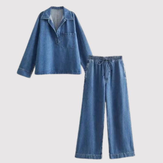 Ariel - Women's Autumn Blue Denim Set