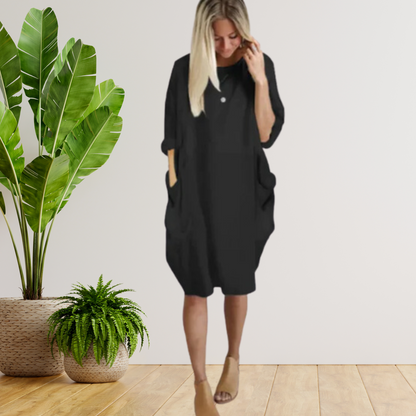 Tifanny - Loose pocket dress with long sleeves