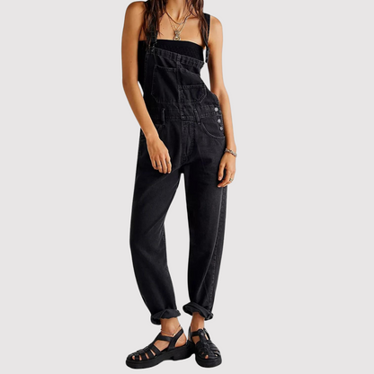 Constance - Wide leg denim overall pants