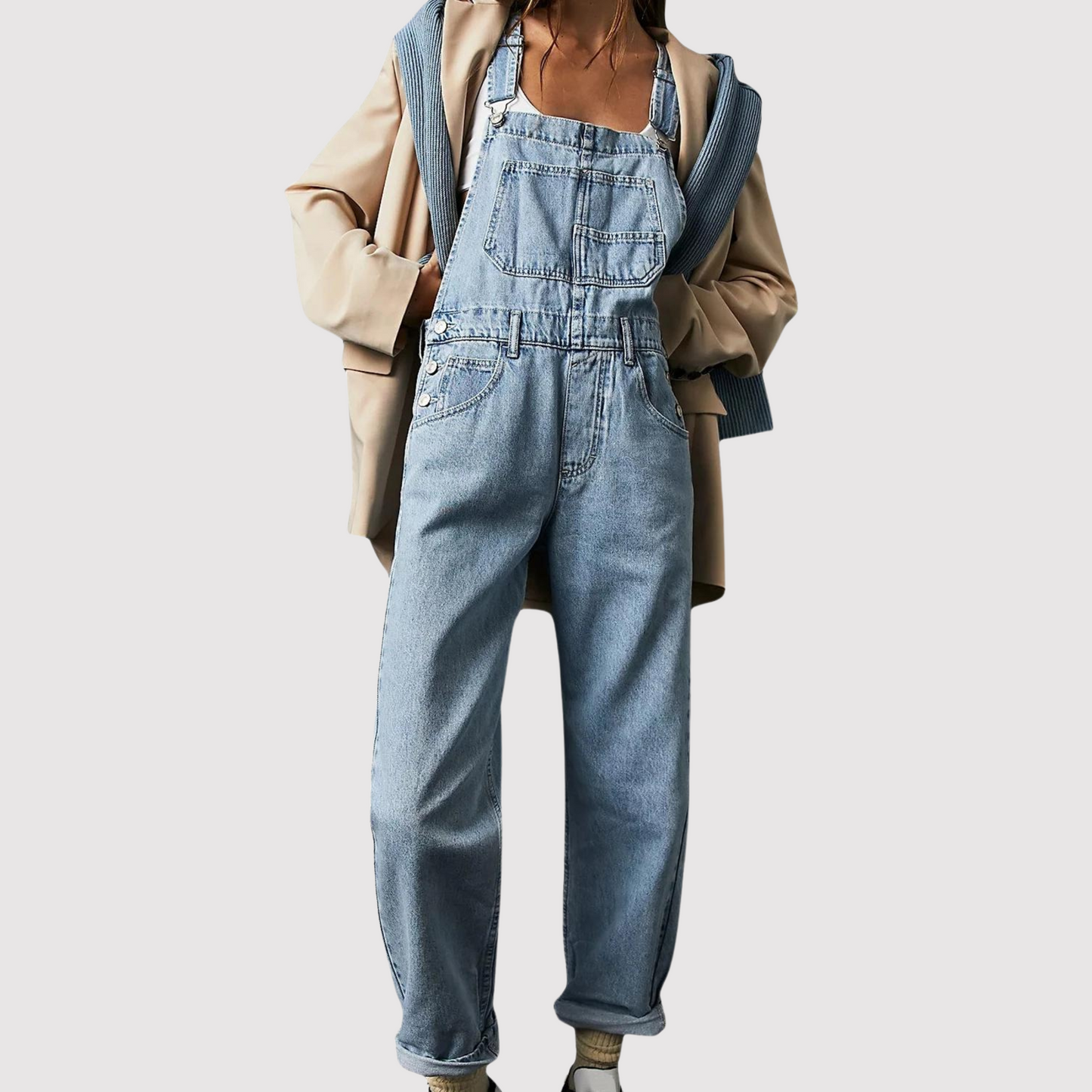 Constance - Wide leg denim overall pants