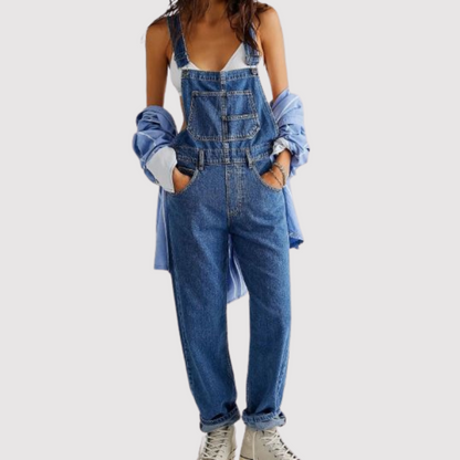 Constance - Wide leg denim overall pants