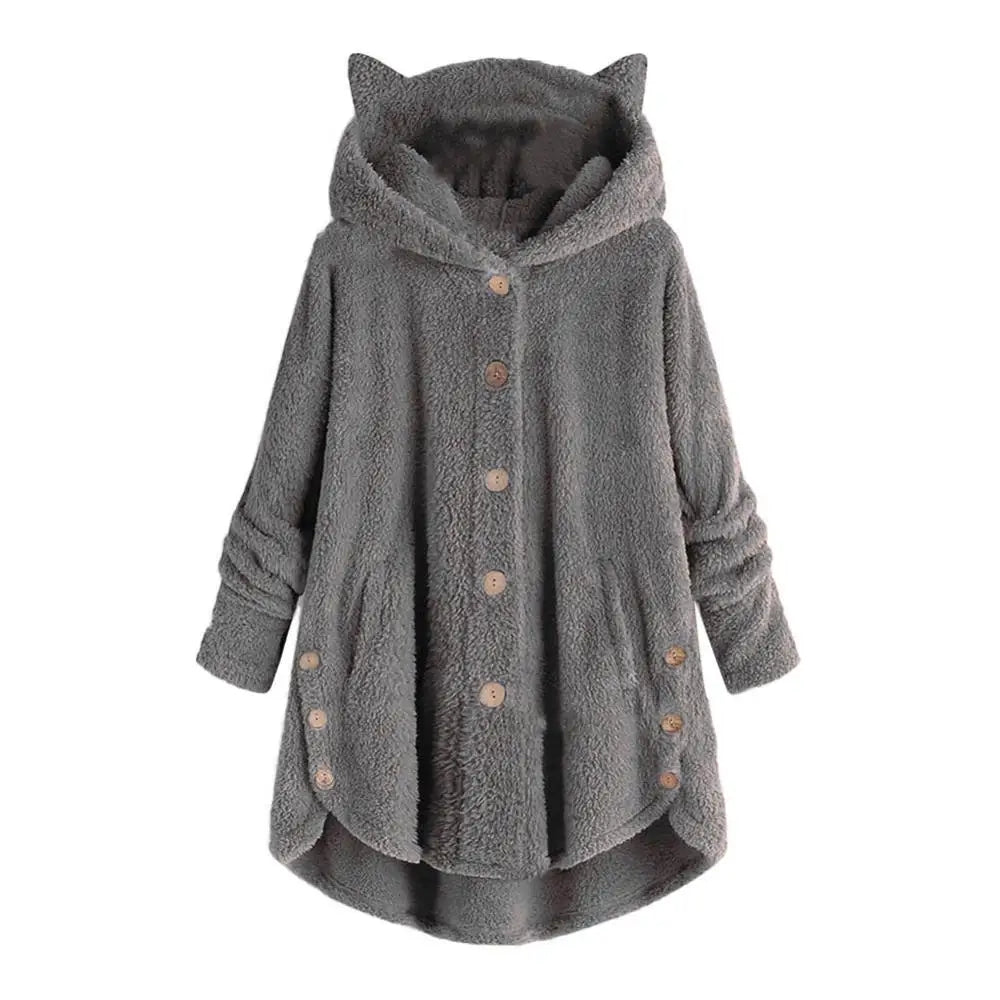 Jess | Stylish sherpa style hoodie with cat ear hood design Perfect for fall/winter leisure days