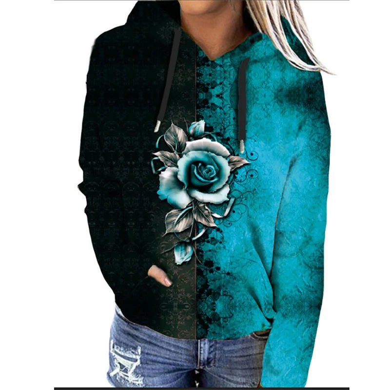 Jess | Oversized hoodie with floral print design - ideal for fall/winter