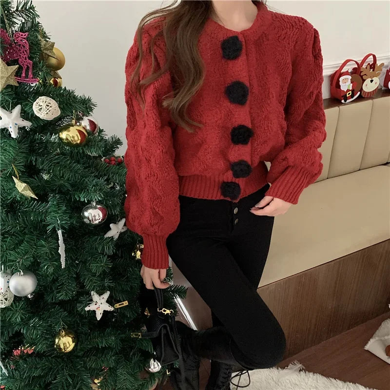 Sweater with bubble sleeves for women