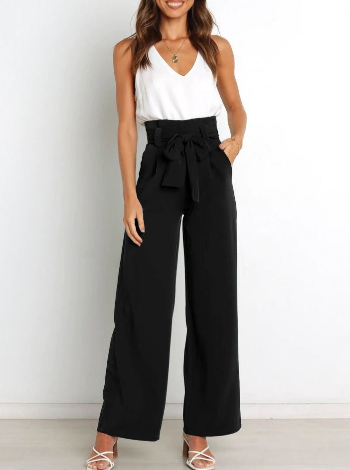 Camille - Trendy Women's Button Down Wide Leg Pants