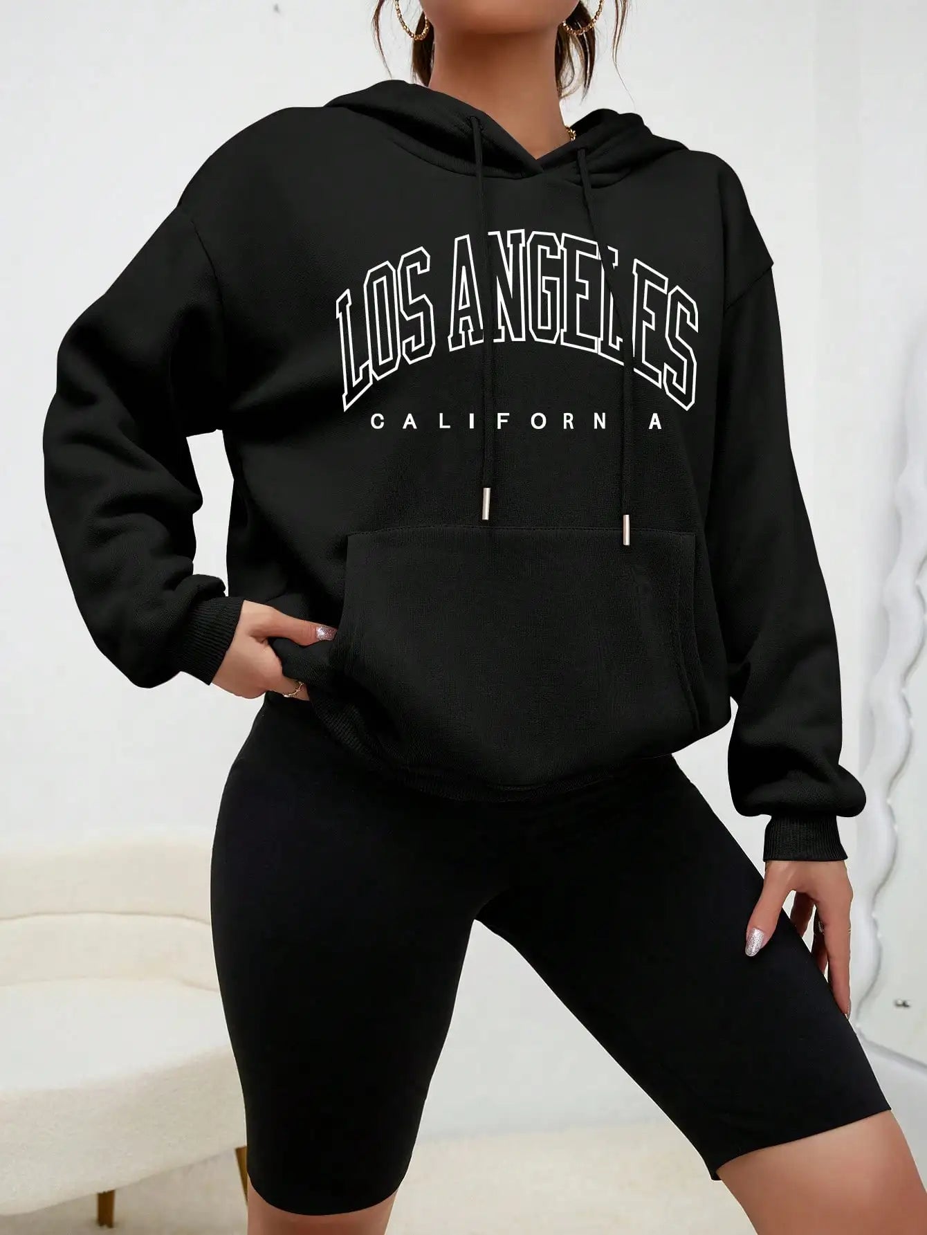 Jess | Sweatshirt With Hood Oversize Printed Los Angeles For Women