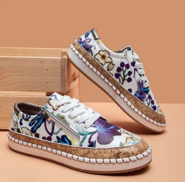 Women's vulcanised shoes with floral print