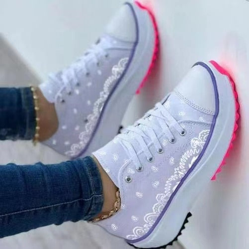 Slip Sneakers Lace-ups Platform Shoes