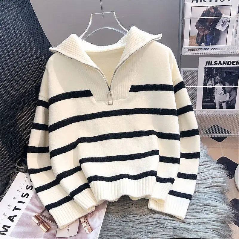 Striped oversized sweater for women