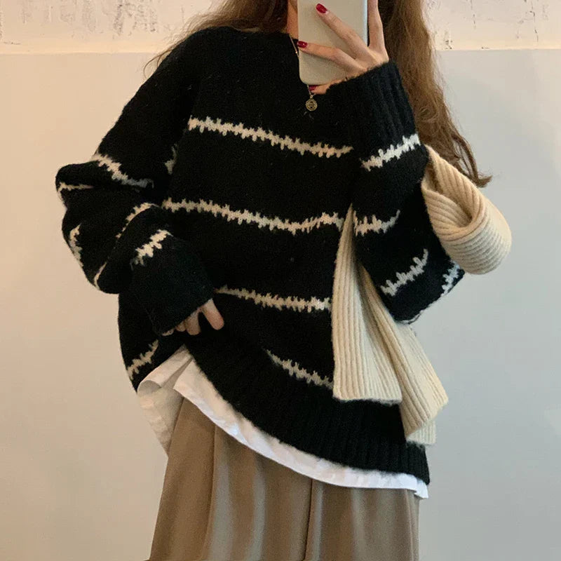 Cozy striped sweater for women