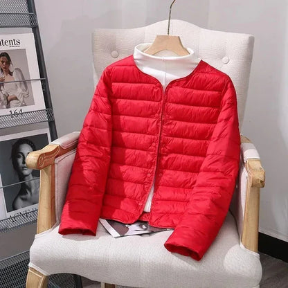 Warm short winter jacket for women