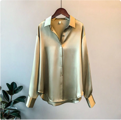 Elegant loose satin blouse for ladies