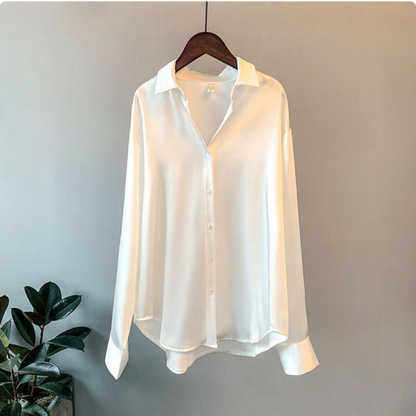 Elegant loose satin blouse for ladies