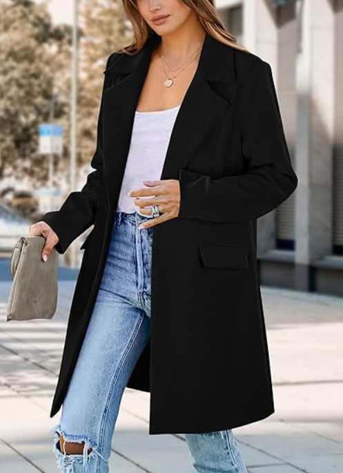 Long coat with open front for women