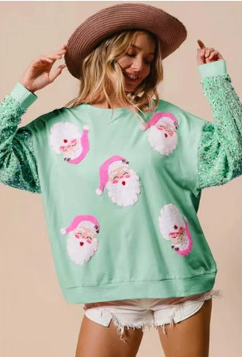 Jess | Ladies Santa Claus Print Festive And Comfortable Sweater