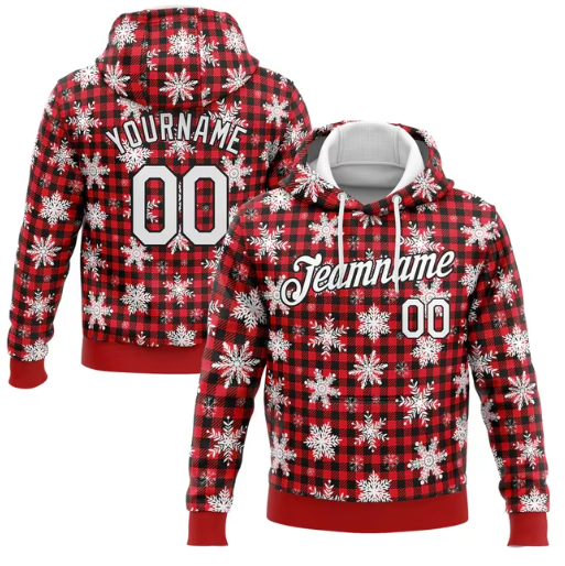 Jess | Christmas Hoodie Checked Hoodie With Snowflakes And Own Name