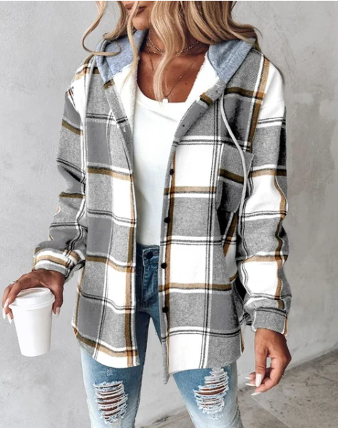 Patterned jacket with hood for women