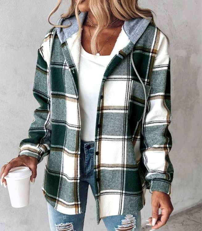 Patterned jacket with hood for women