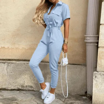 Button Down Jumpsuit - Timeless - Soft Cotton - Perfect for Any Occasion