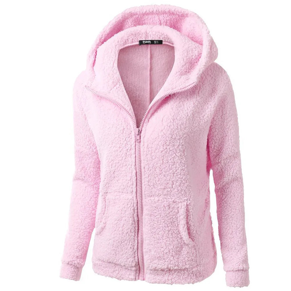 Jess | Elegant Warm Hoodie With Teddy Bear Faux Fur And Zipper - Ideal For Fall/Winter