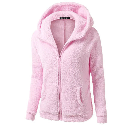 Jess | Elegant Warm Hoodie With Teddy Bear Faux Fur And Zipper - Ideal For Fall/Winter