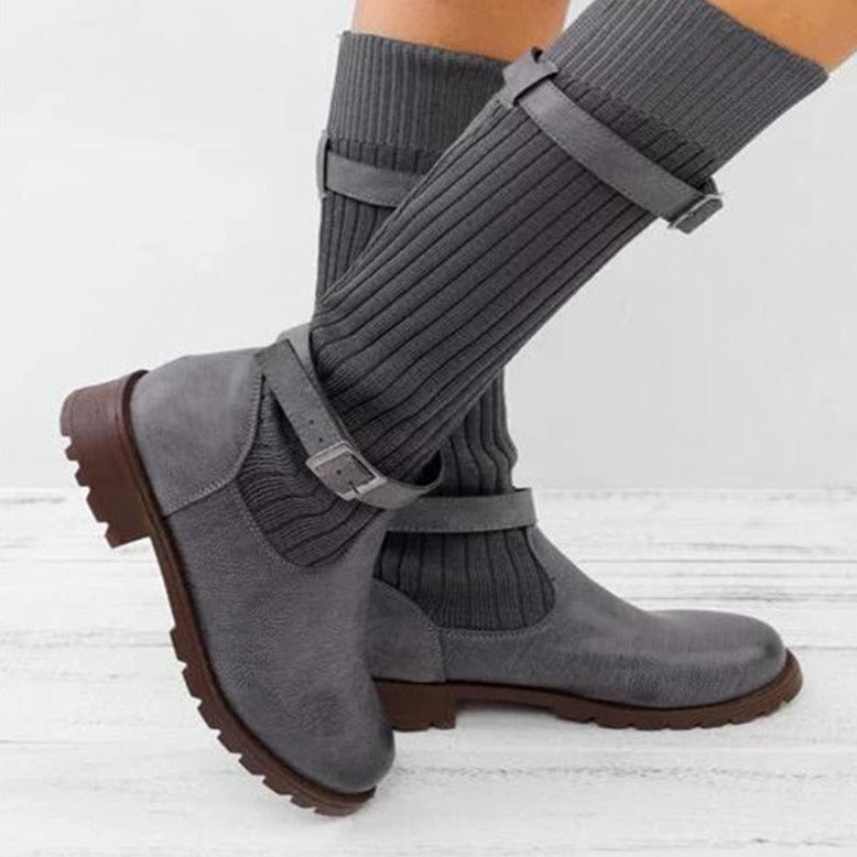 Warm Knitted Leather Boots | Puck Boots