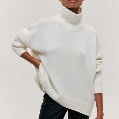 Warm oversized turtleneck sweater for ladies - warm - comfortable - wool