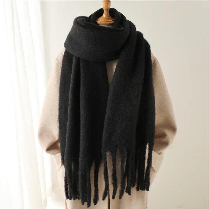 Velucci | Cashmere Warmth Winter Scarf With Large Tassels