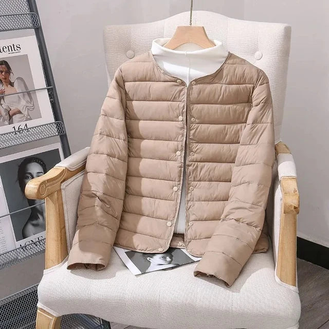 Warm short winter jacket for women