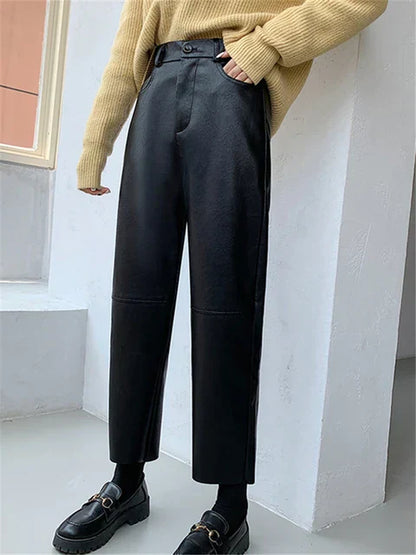 Amélie - Straight-leg leather pants