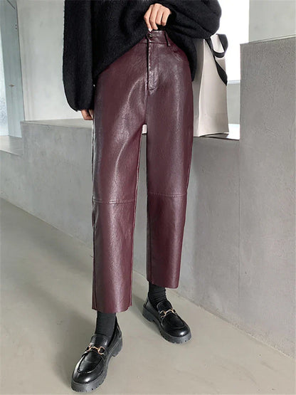 Amélie - Straight-leg leather pants