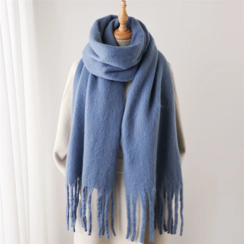 Velucci | Cashmere Warmth Winter Scarf With Large Tassels