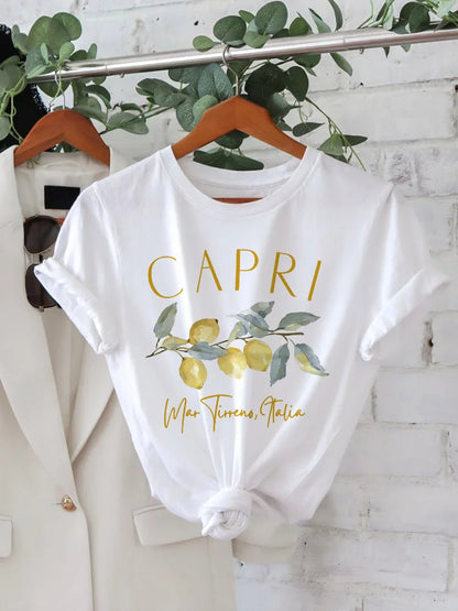 Capri T-shirt - Romantic - Cotton - Perfect for Elegant and Casual Occasions