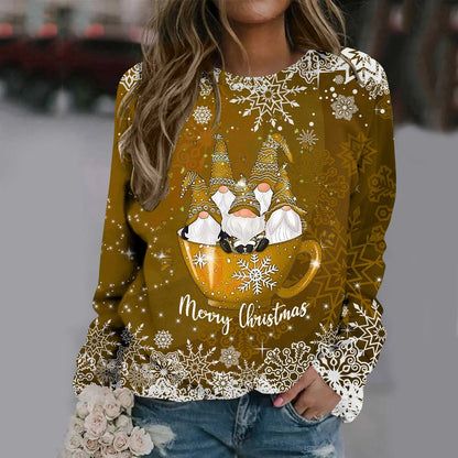 Zorana - Warm sweater with round neckline and Merry Christmas print for women