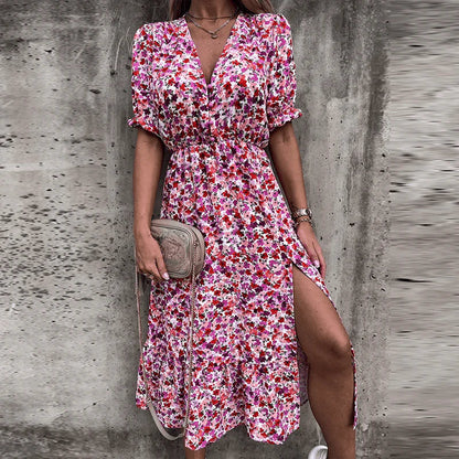 Ariana - Floral print dress with slit