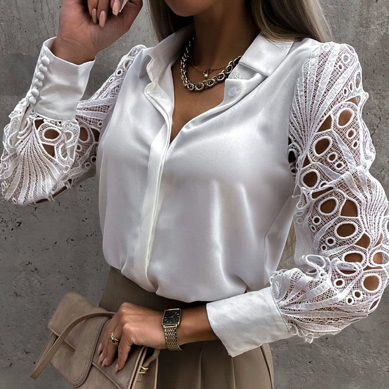 Taika Blouse | Women's Lace Long Sleeve Blouse