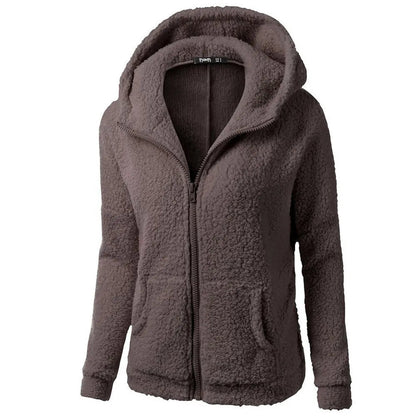 Jess | Elegant Warm Hoodie With Teddy Bear Faux Fur And Zipper - Ideal For Fall/Winter