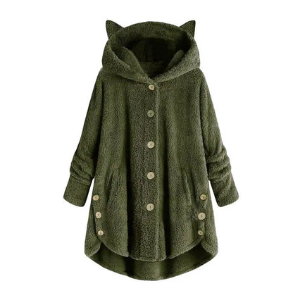 Jess | Stylish sherpa style hoodie with cat ear hood design Perfect for fall/winter leisure days