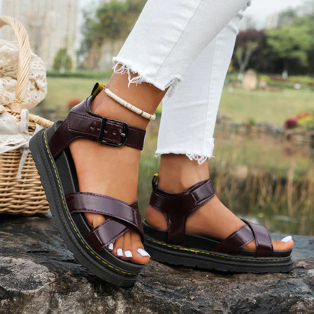 Women's strappy summer sandals with mid-height heels - Zenah