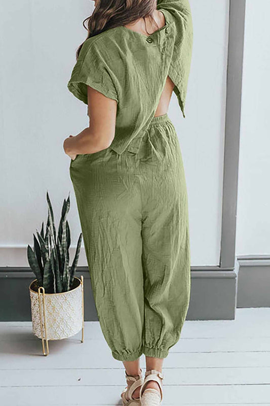 Bellicent - Short-sleeved Two-piece Pants Set