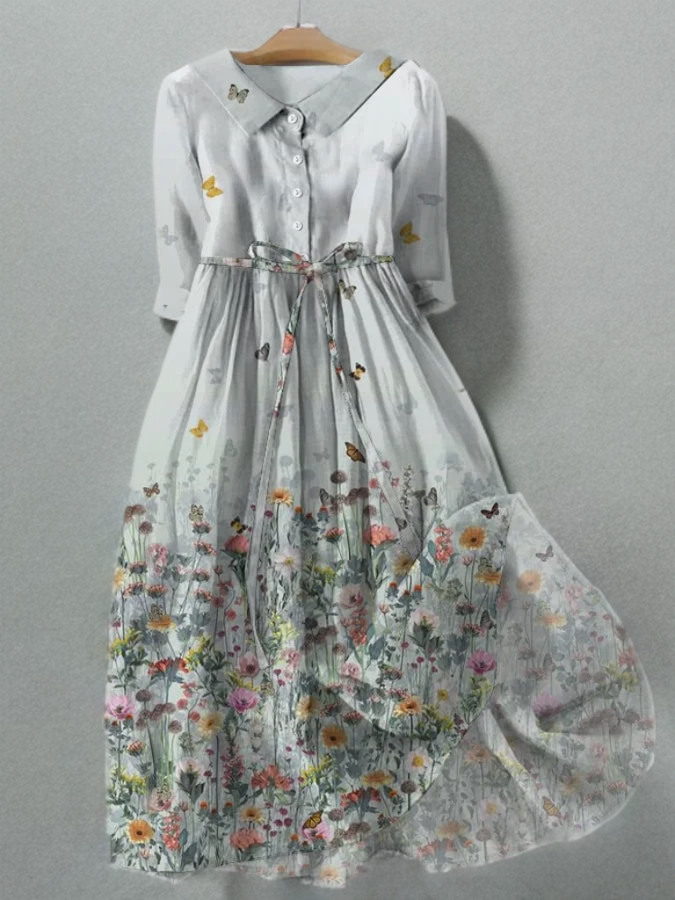 Alesha - Vintage style pocket dress with flowers