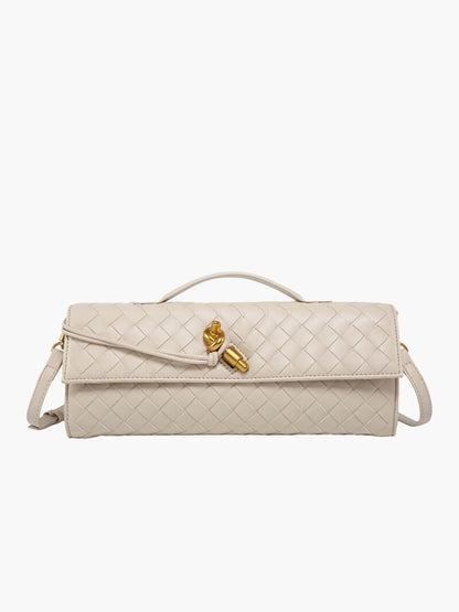 Arviel | Luxury Woven Handbag with Gold Closure