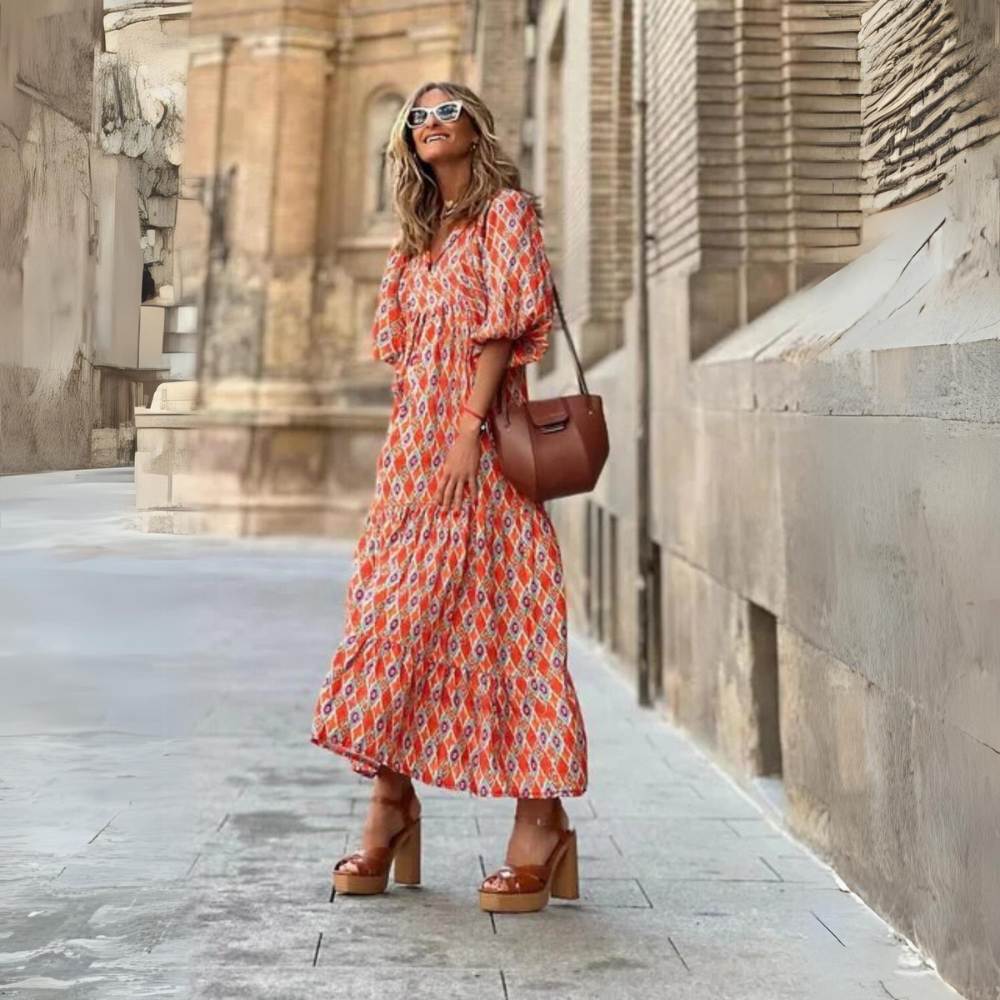 Taylor - Long Spring Dress with Puffed Sleeves