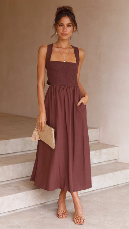 Pippa - Plain dress with halter top