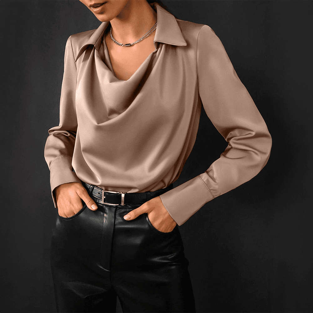 Blouse - V-Neck - Satin - Perfect for Elegant Occasions