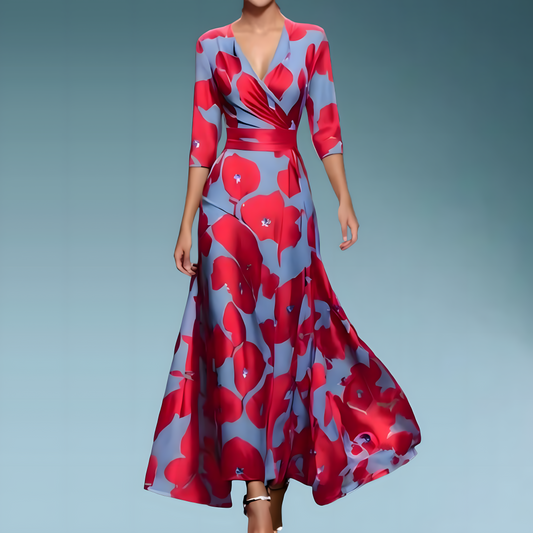 Eloise™ - Elegant Floral Wallet Dress